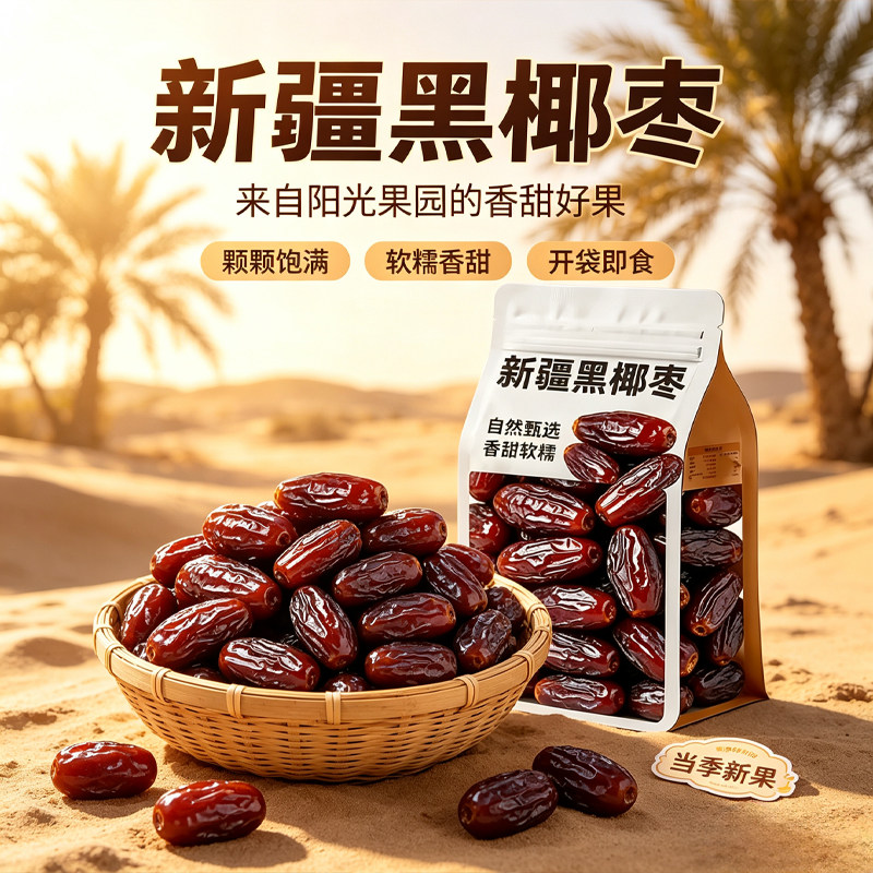 黑椰枣大颗粒新货免洗即食椰枣干果蜜饯休闲零食特产黑解馋好吃