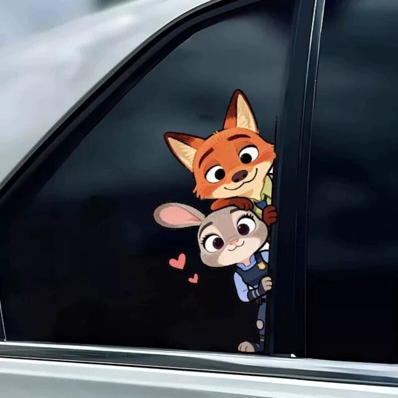 疯狂动物城朱迪尼克汽车装饰贴纸可爱卡通兔子警官电动车划痕遮挡