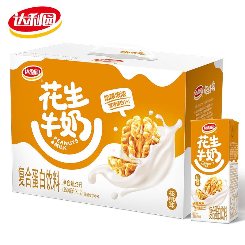 达利园花生牛奶250ml*12盒装核桃早餐奶即饮饮料整箱正品原味