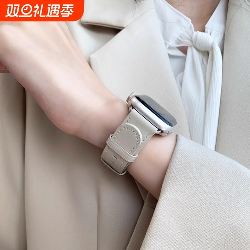 【官网同款】适用小米手环9Pro表带真皮质8Pro女生高级感手腕带红米watch4/5运动vivowatchgt智能华为fit3男