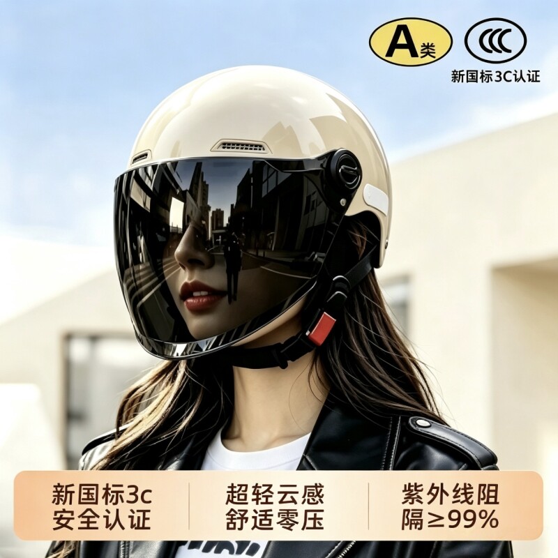 电动车头盔摩托车骑行半盔安全帽图片