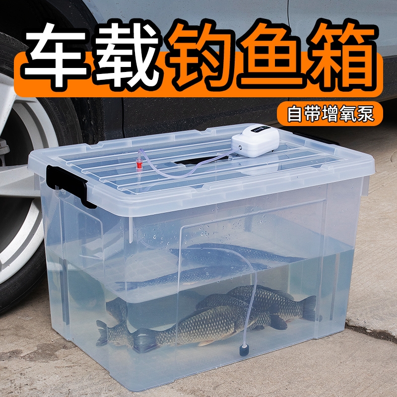 户外车载钓鱼箱后备箱活鱼桶大容量塑料箱海鲜水产养殖箱鱼缸底部
