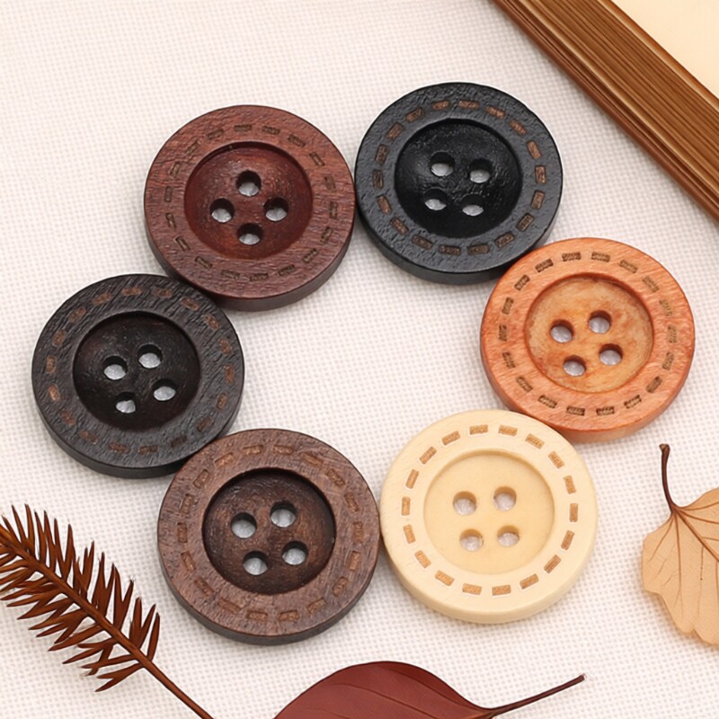 木质复古纽扣儿童大衣扣子衬衫衣服开衫实木装饰扣百搭圆形木头扣