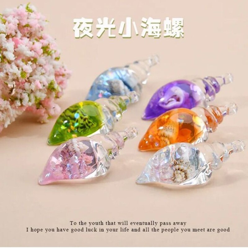 七彩夜光海螺螺中螺DIY奶油胶钥匙扣包包耳环挂件亚克力饰品摆件