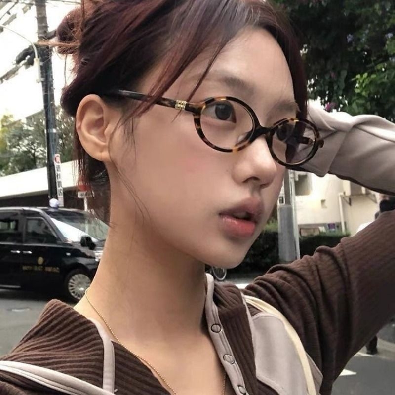 张元英同款书呆子素颜椭圆框眼镜可配近视镜框玳瑁防蓝光镜片板材
