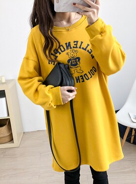 9064哺乳衣产后哺乳卫衣中长款加绒加厚秋冬哺乳上衣外出服喂奶衣