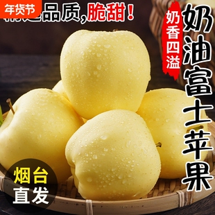 正宗烟台奶油富士苹果新鲜水果当季现摘鲜甜多汁脆甜年货节