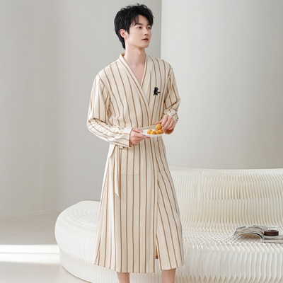 秋冬2025新款睡衣男款德绒睡袍男士家居服可外穿加厚袍柔软系带