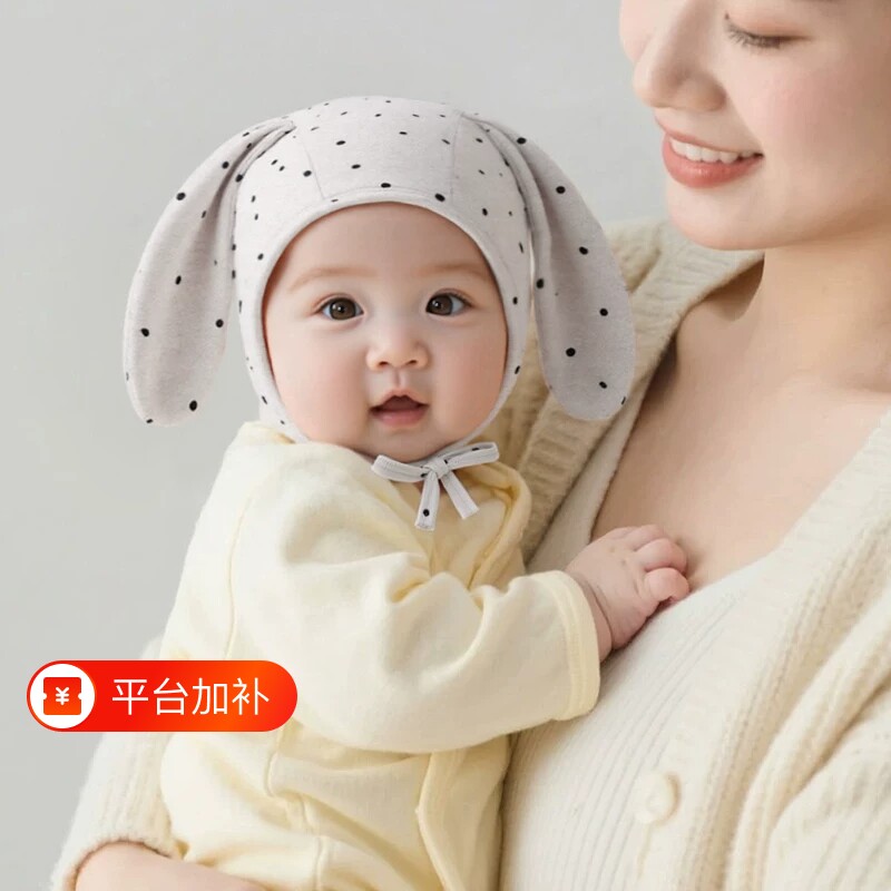 新生婴儿帽子秋冬季宝宝小月龄可爱超萌春秋纯棉护耳帽外出男宝帽