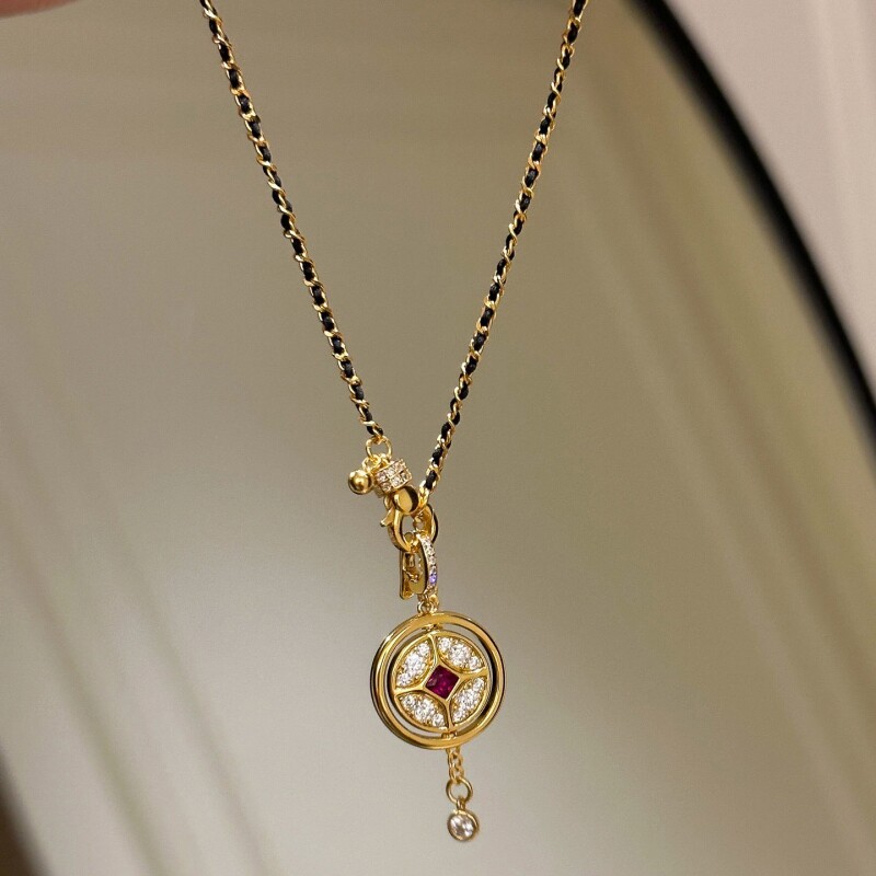 钥匙吊坠女个性锆石吊坠项链锁骨链配饰灵动流苏设计项链饰品清新