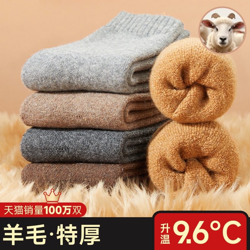 保暖厚袜子男棉袜秋冬毛圈中筒袜