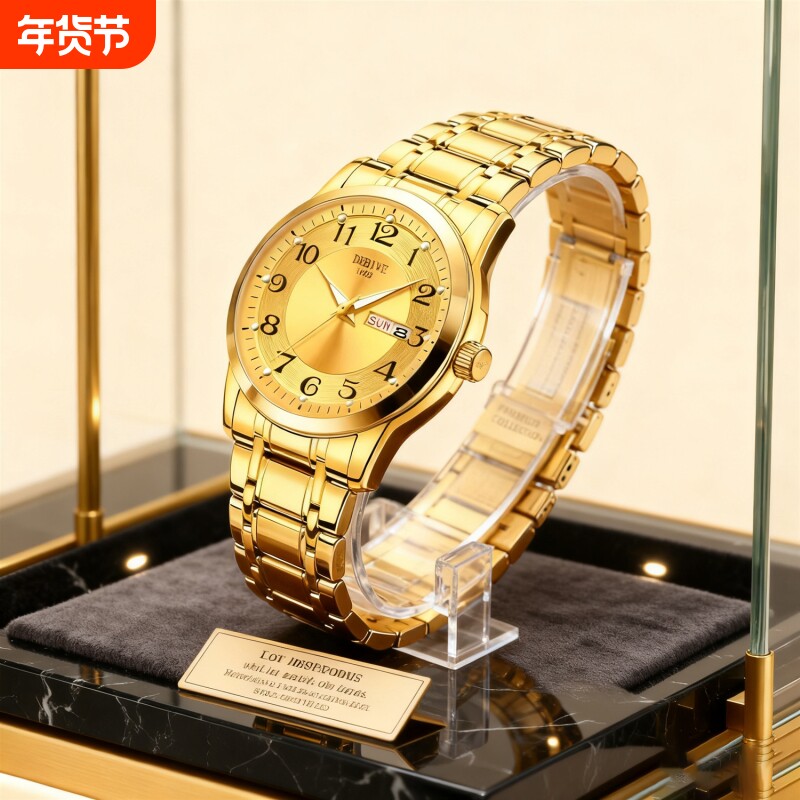 正品名牌钢带商务防水石英腕表高级感男士男款手表全自动非机械表