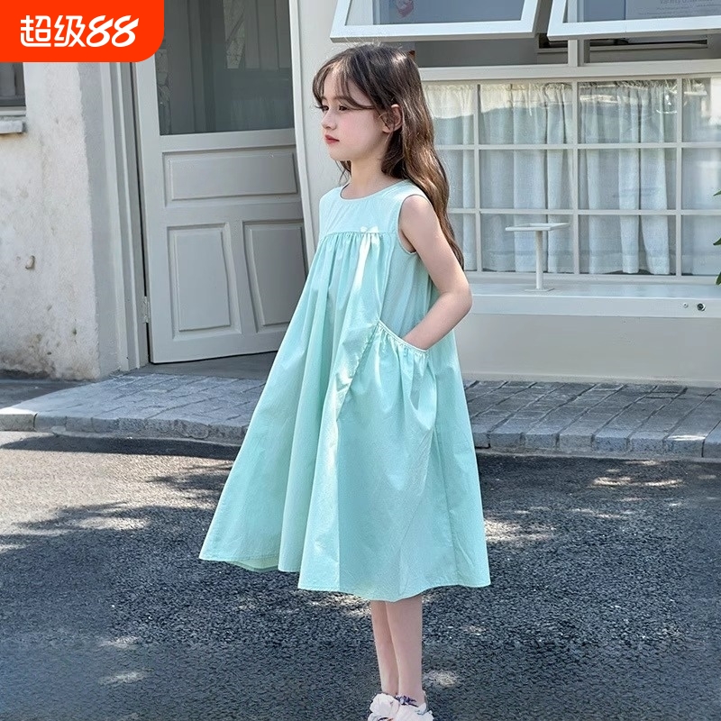 小象同款女童连衣裙2025新款儿童夏装背心裙公主裙夏季纯棉裙子