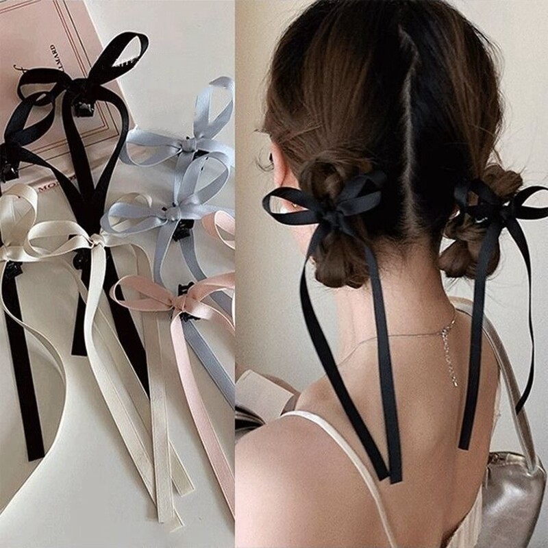 甜美蝴蝶结芭蕾风发夹多巴胺丝带飘带发抓马尾2026春夏季新款发饰