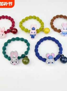 可爱卡通小兔子2026爆款扎高马尾头绳女生发绳警官红色短发蓝色