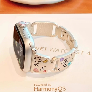 6高级感链条46mm高级小众女iphonewatch手表带 iwatch10表带彩钻金属可爱小狗适用苹果手表applewatchS9