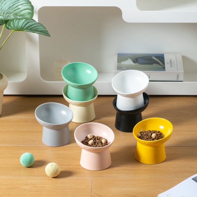 创意多巴胺色系高脚菱纹斜口碗陶瓷宠物碗猫碗狗碗护颈狗盆喝水碗,宠物/宠物食品及用品,猫狗碗/慢食碗,淘宝优惠券,粉丝福利购,淘宝优惠卷