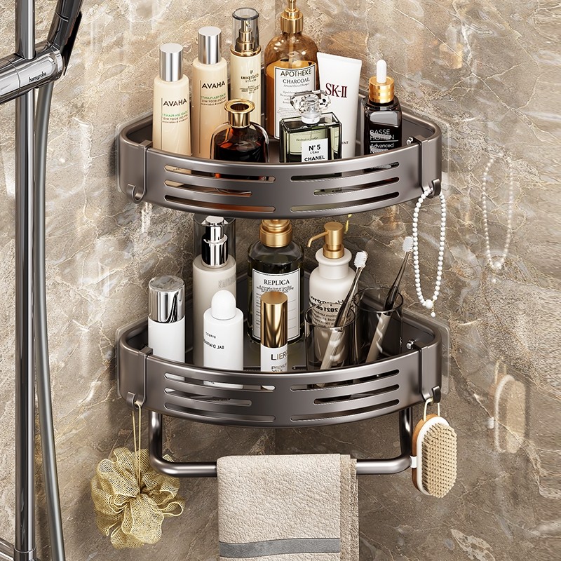 免打孔浴室置物j架太空铝卫生间厕所墙上壁挂式转角收纳架淋浴房