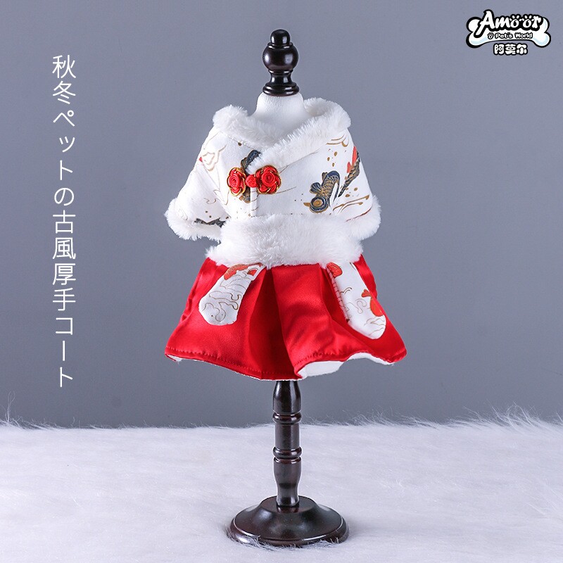 狗狗新年衣服唐装泰迪比熊加厚保暖小型犬秋冬装喜庆宠物猫咪唐装