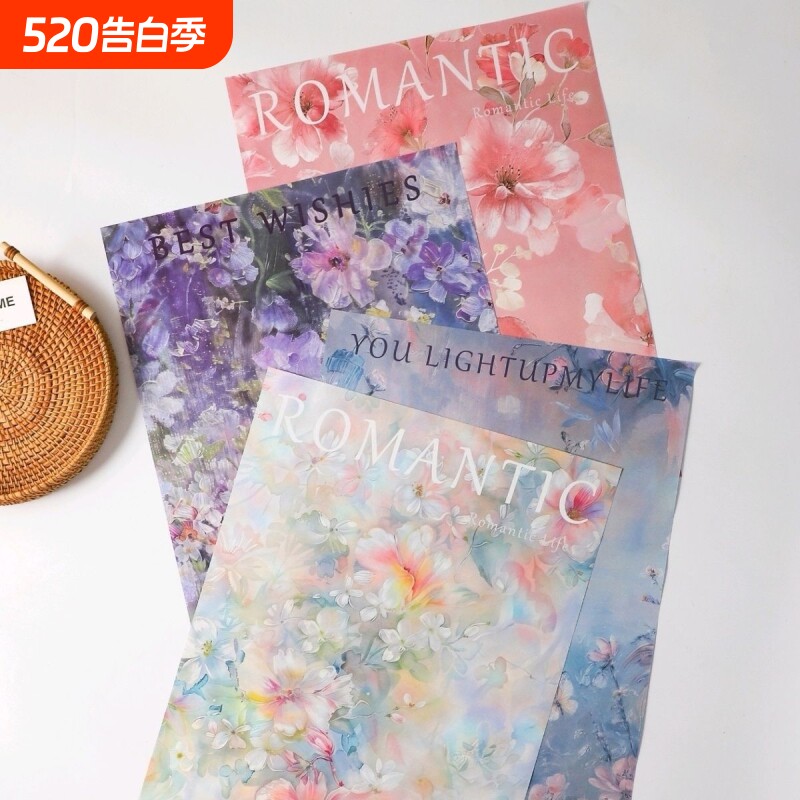 西西里复古油画风鲜花包装纸花束花艺礼品diy包装资材牛皮纸春日