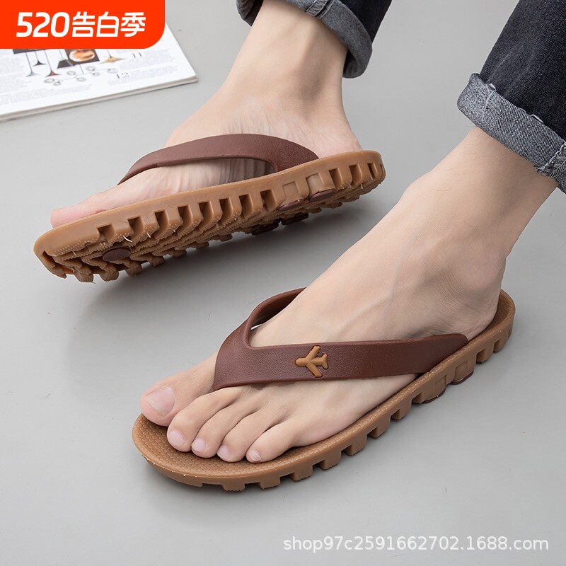 加厚款人字拖男夏季耐磨防滑防臭男士夹脚越南牛筋沙滩拖鞋橡胶