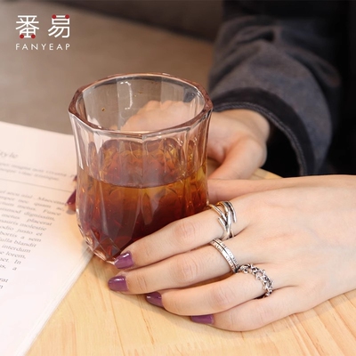 戒指/嘻哈A1pf0-简约复古小众设计做旧时尚个性男潮开口食指网