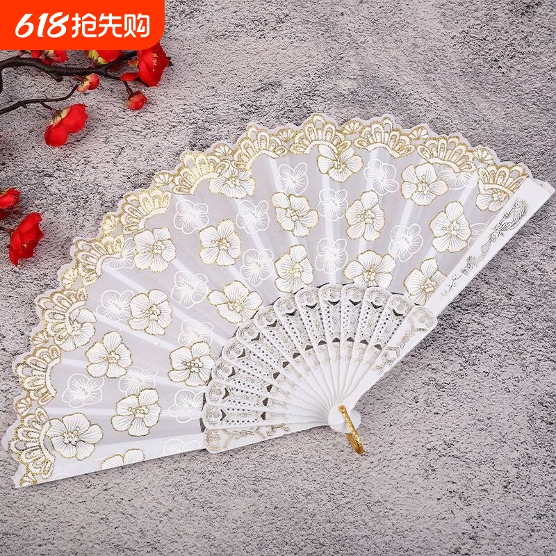 旗袍扇汉服扇中国风扇舞蹈扇女士复古折扇樱花折扇古风扇子撕不烂