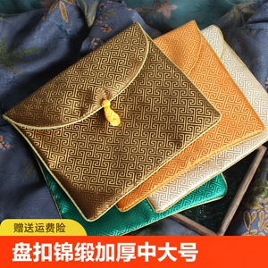盘扣锦缎包经袋加厚包经布中大号藏式法宝首饰袋锦囊袋复古回纹袋