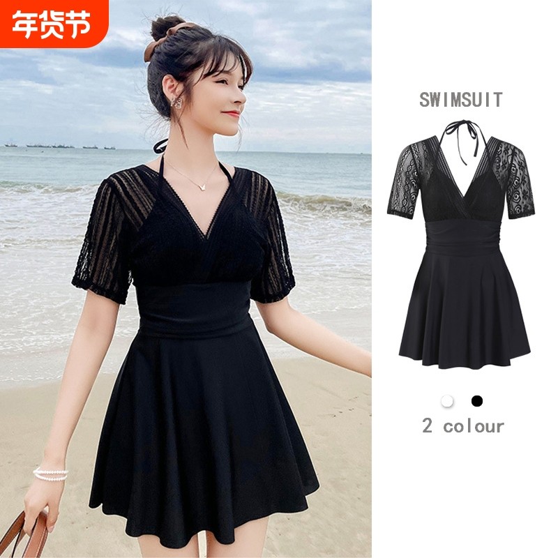 大码分体泳衣女士夏季钢托聚拢遮肚显瘦胖mm蕾丝高级感泡温泉泳装