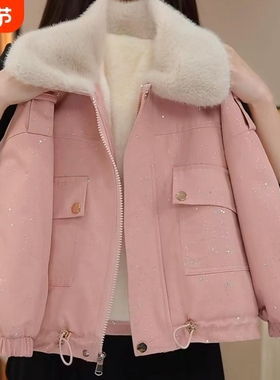 女童新款冬装洋气棉衣中大童女孩加厚派克服外套棉袄C57秋冬加绒