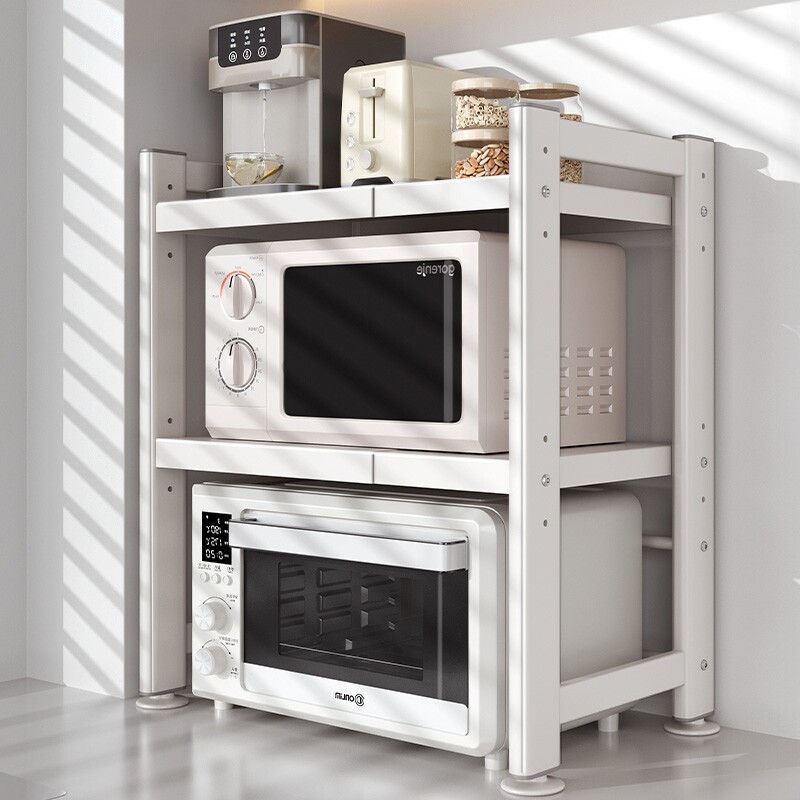 微波炉置物架可伸缩厨房台面分层多功能放电饭煲烤箱一体收纳支架