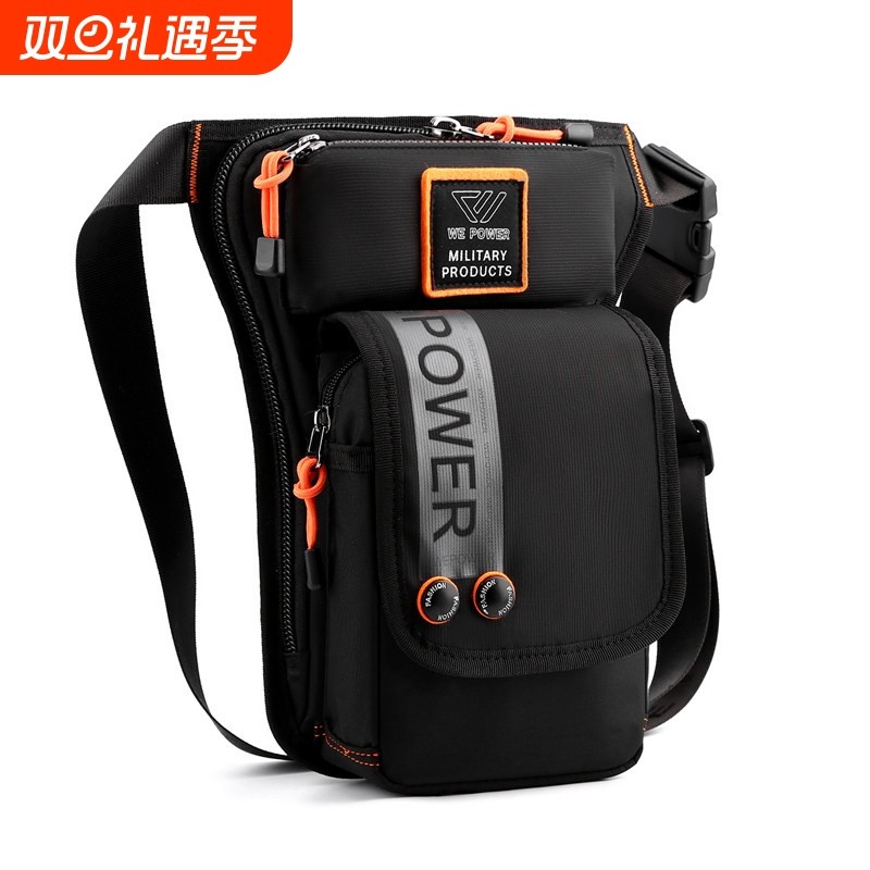 个性腿包男机车风防水尼龙布胸背包休闲运动腰包多口袋单肩斜挎包