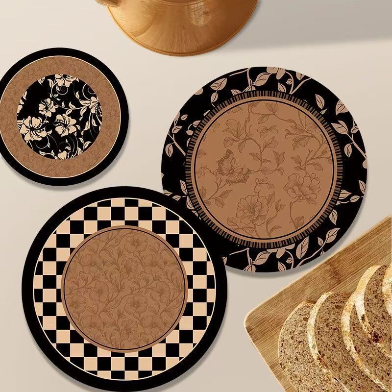 中古风杯垫 欧式复古ins简约隔热垫餐桌垫菜盘垫杯垫防滑防烫印花