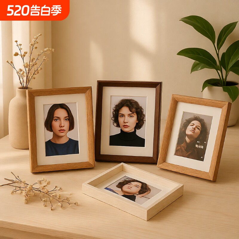 8寸实木相框摆台画框diy相册空框像框架6寸7寸高级感摆件挂墙照