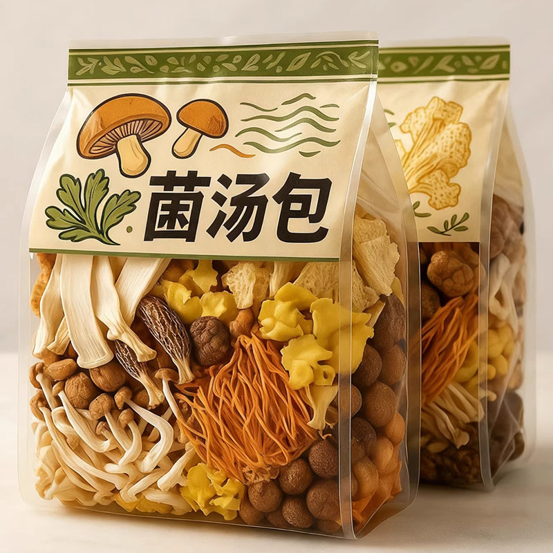 云南菌汤包七彩菌菇汤料包羊肚菌松茸干货蘑菇煲汤食材新鲜火锅图片