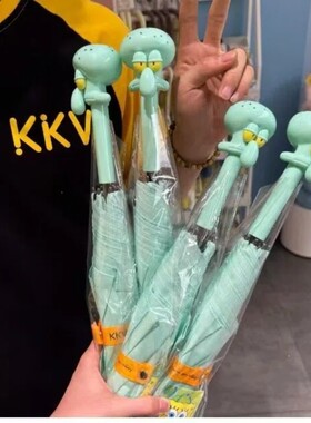 专柜网红长柄8筋骨雨伞四色选兔头手感好正品两用手动直柄