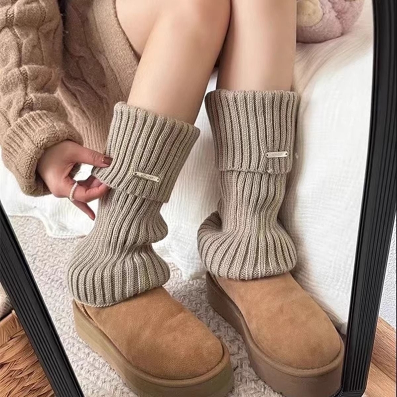 金属标针织堆堆袜套女加厚y2k秋冬保暖小腿袜腿套春秋ins厚实甜美