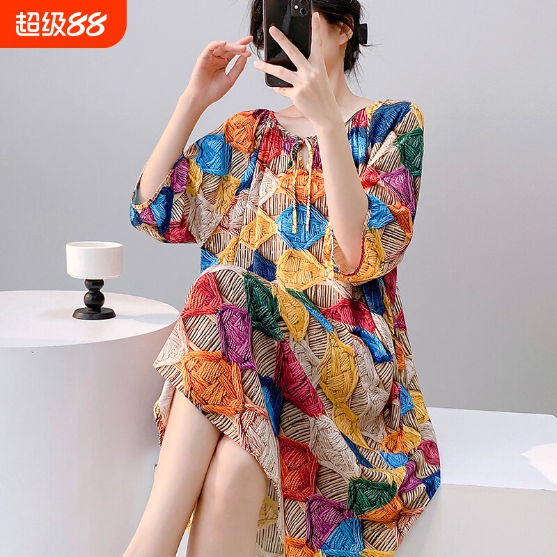 睡裙女夏棉绸少女连衣裙可外穿家居服人造棉2026新款裙子薄款紫色