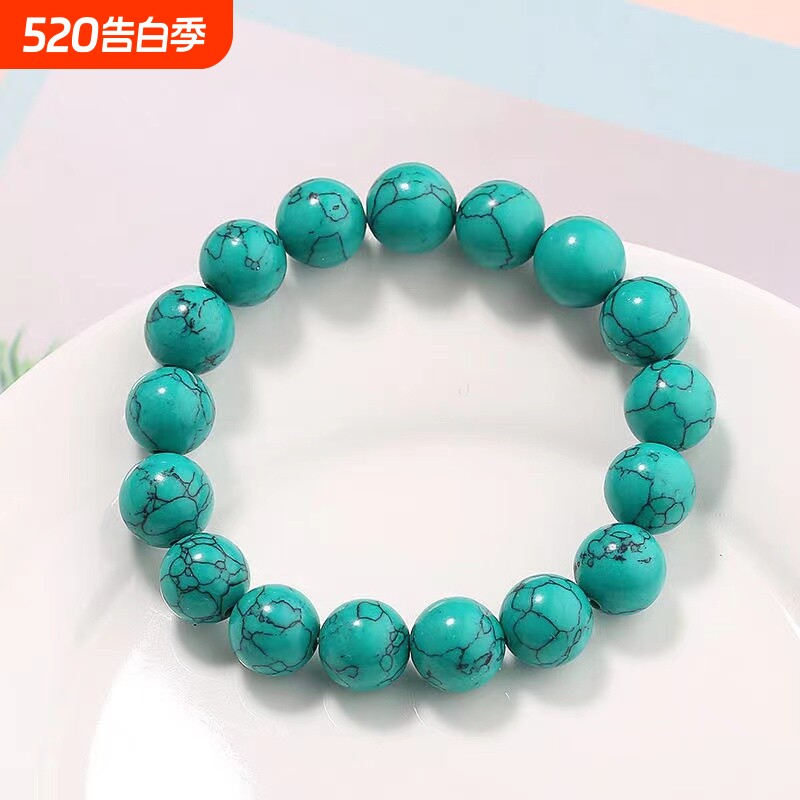 湖北科技绿松石原矿有优化手串佛珠手链配饰铁线玉石高瓷珠宝松绿