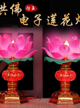 插电旺财双亮莲花灯LED节能家用一对装供佛财神旺财招财荷花灯台