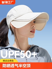 Защитные приспособления для головы 夏季防晒帽女加宽帽檐户外运动遮空顶鸭舌帽扎马尾太阳帽遮阳全脸