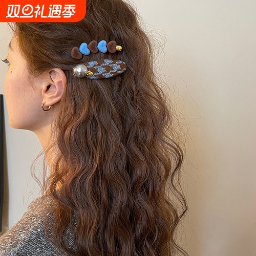 高级感发夹女爱心撞色侧边夹前额一字发卡碎发刘海夹2025新款头饰