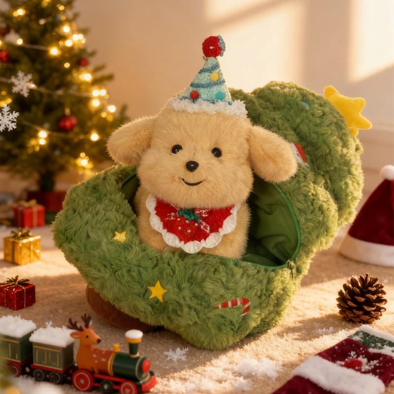 圣诞金毛公仔西高地狗狗玩偶毛绒玩具娃娃儿童圣诞树礼物送女朋友