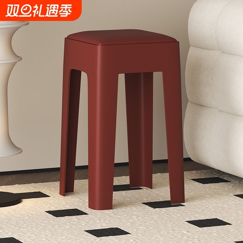 加宽大凳子家用结实耐用塑料凳子软包凳简约板凳收纳餐桌凳化妆凳