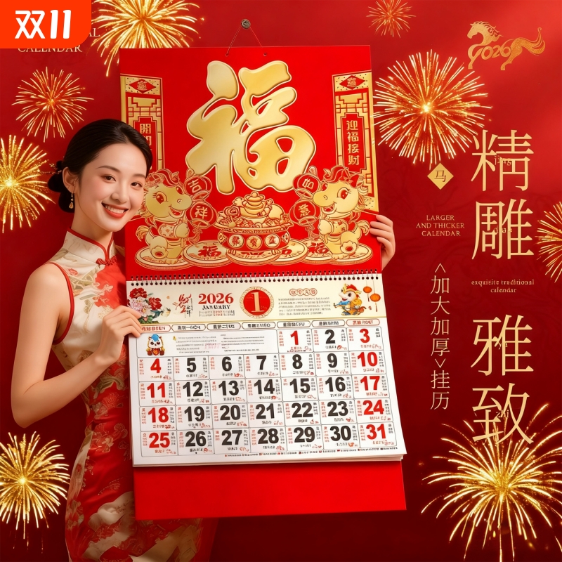 2026年新款马年福字挂历