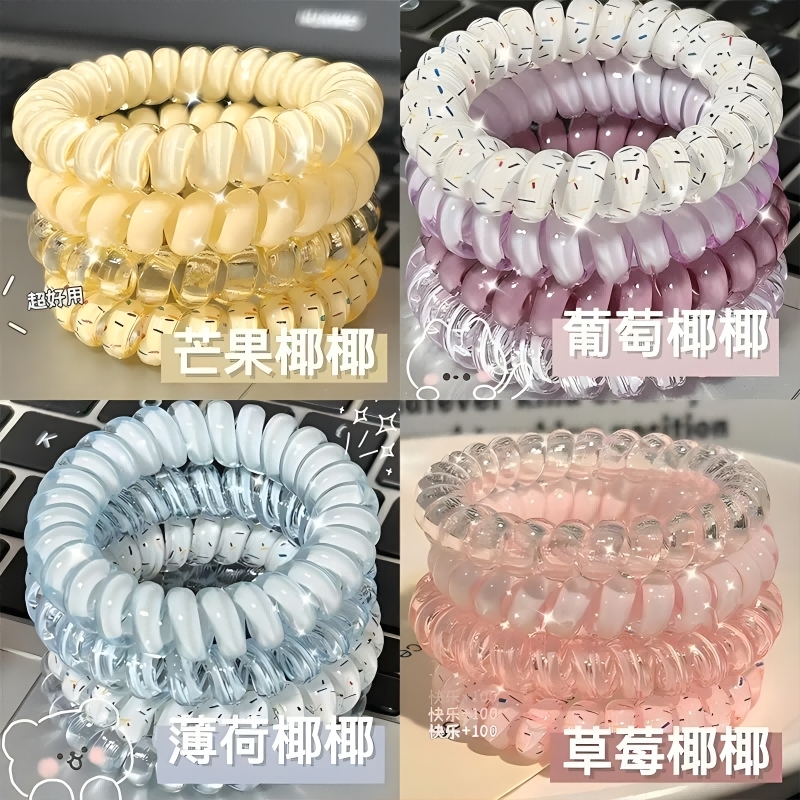 电话线发圈女大号细款扎头发头绳简约发绳黑色皮筋电线圈头饰