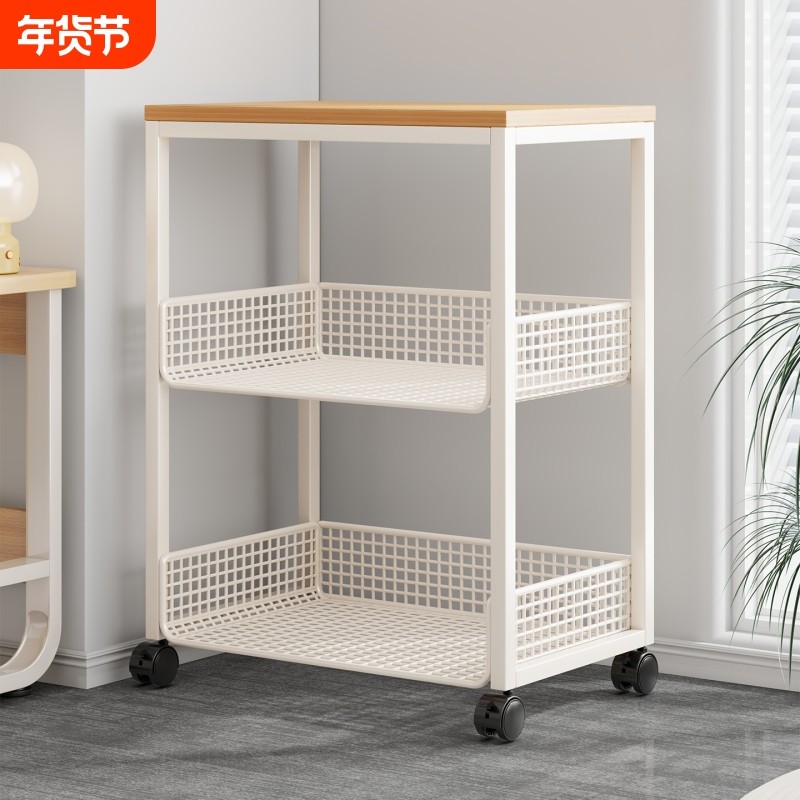 旁书架可移动带轮小推车落地书柜桌边铁艺多层收纳架置物卧室书桌,收纳整理,整理架/置物架/收纳架,淘宝优惠券,粉丝福利购,淘宝优惠卷