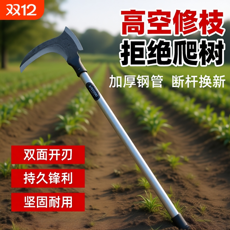 高锰钢双砍镰刀砍割两用割草砍柴