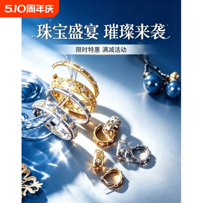新款意大利拉丝复古宫廷风双色金工艺戒指真金电镀耳环项链手镯女