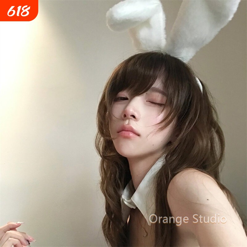 纯欲风白色毛绒兔耳发箍性感辣妹兔女郎发箍兽耳cos拍照发饰头饰